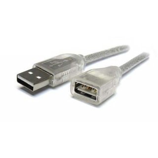 3m USB 2.0 Verlängerung Kabel Stecker Buchse Typ A transparent