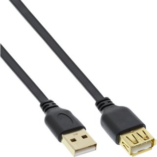 0,5m USB 2.0 flat cable extension cable plug socket Typ A black