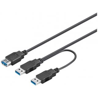 USB 3.0 Y-cabel for power intensive USB devices 30cm